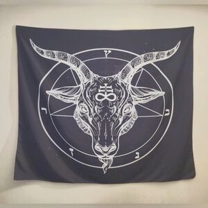 Mystical Goat Wall Tapestry - Black and Purple